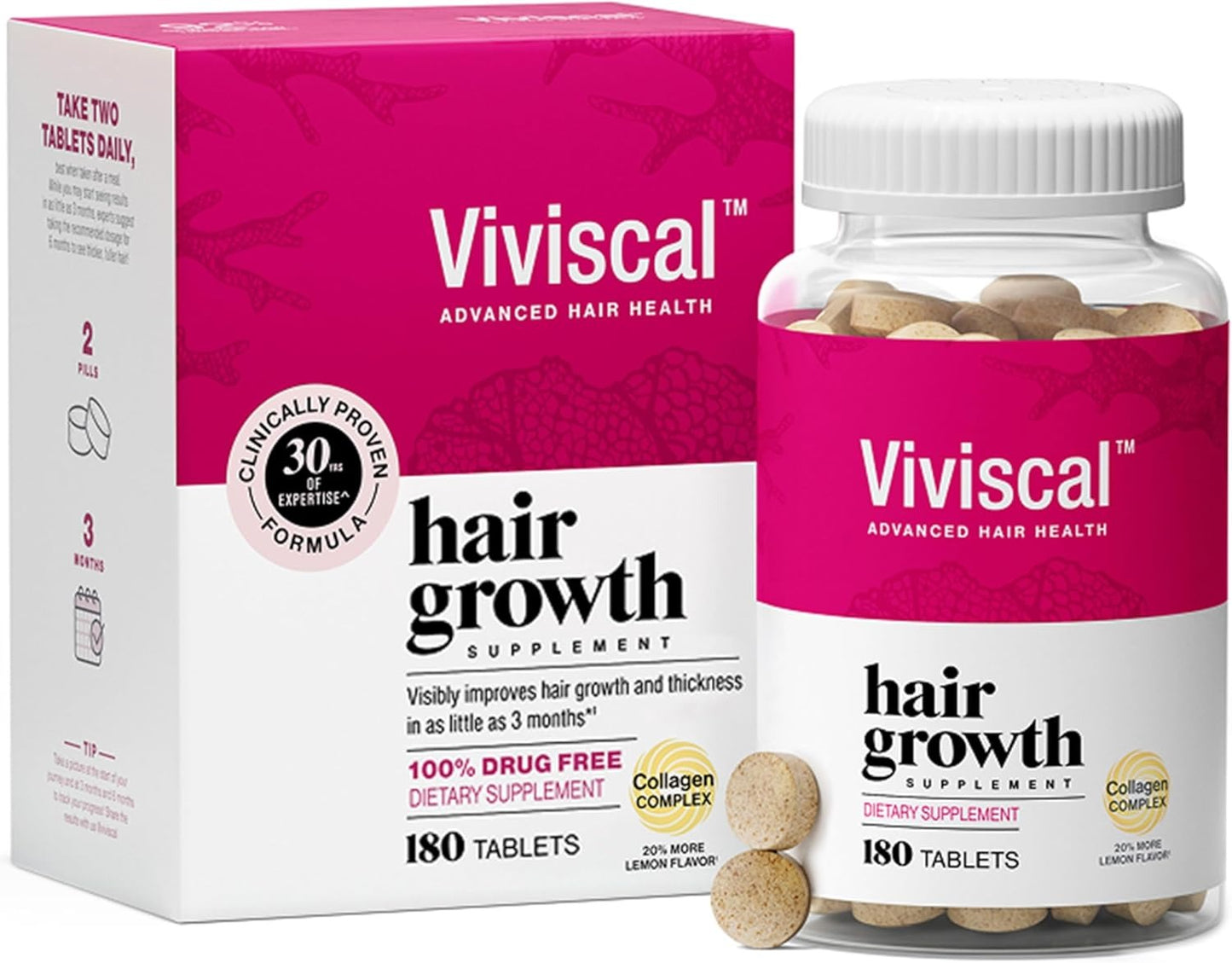 Viviscal Hair Growth Supplements for Women, Thicker Fuller Hair Support for Thinning Hair and Hair Loss, with Biotin and Marine Collagen, Drug-Free