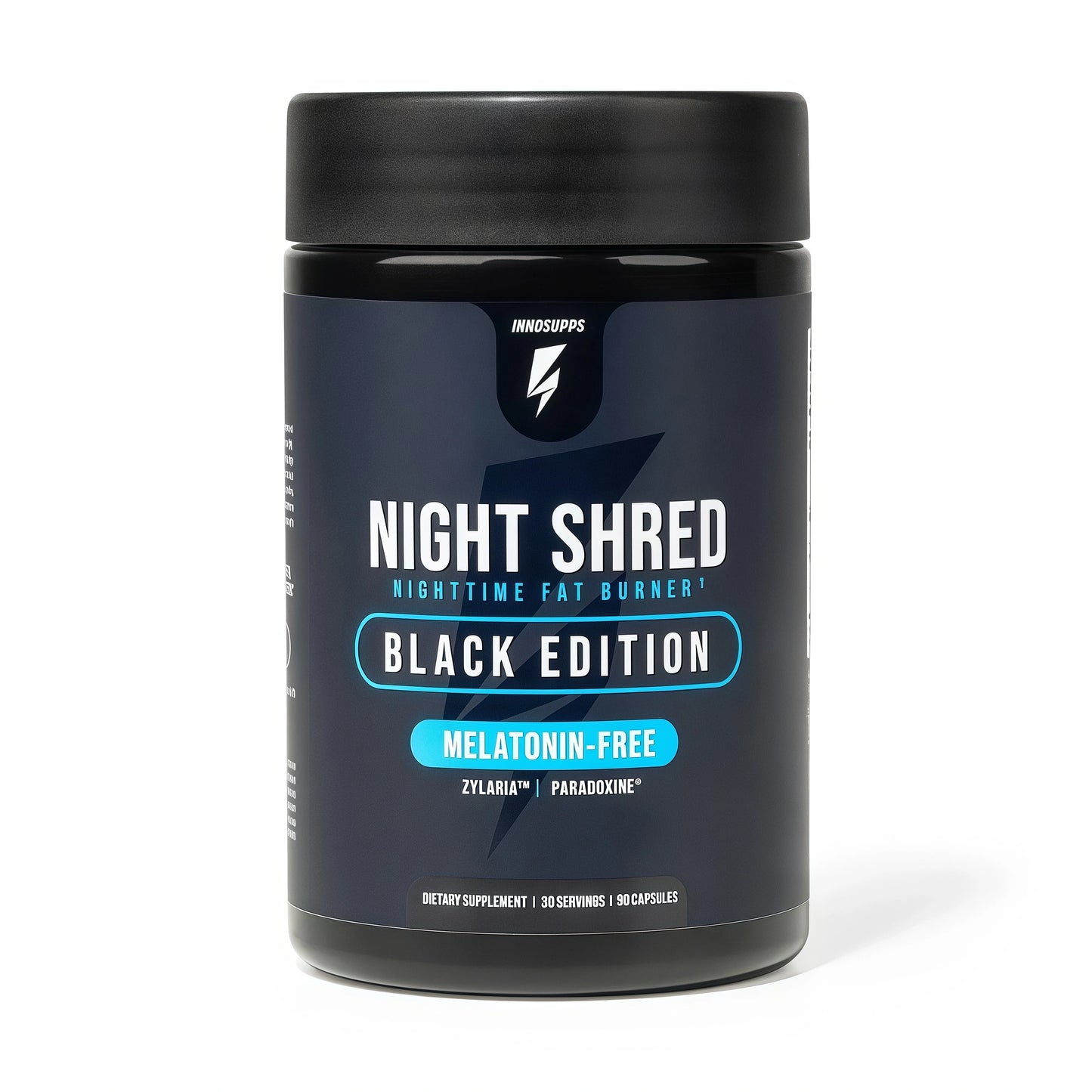 Night Shred Black Melatonin-Free - Night Time Fat Burner, Weight Loss, and Natural Sleep Support - GABA Complex with Ashwagandha, CLA, Grains of Paradise - Thermogenic Fat Burner - 90 Vegan Capsules